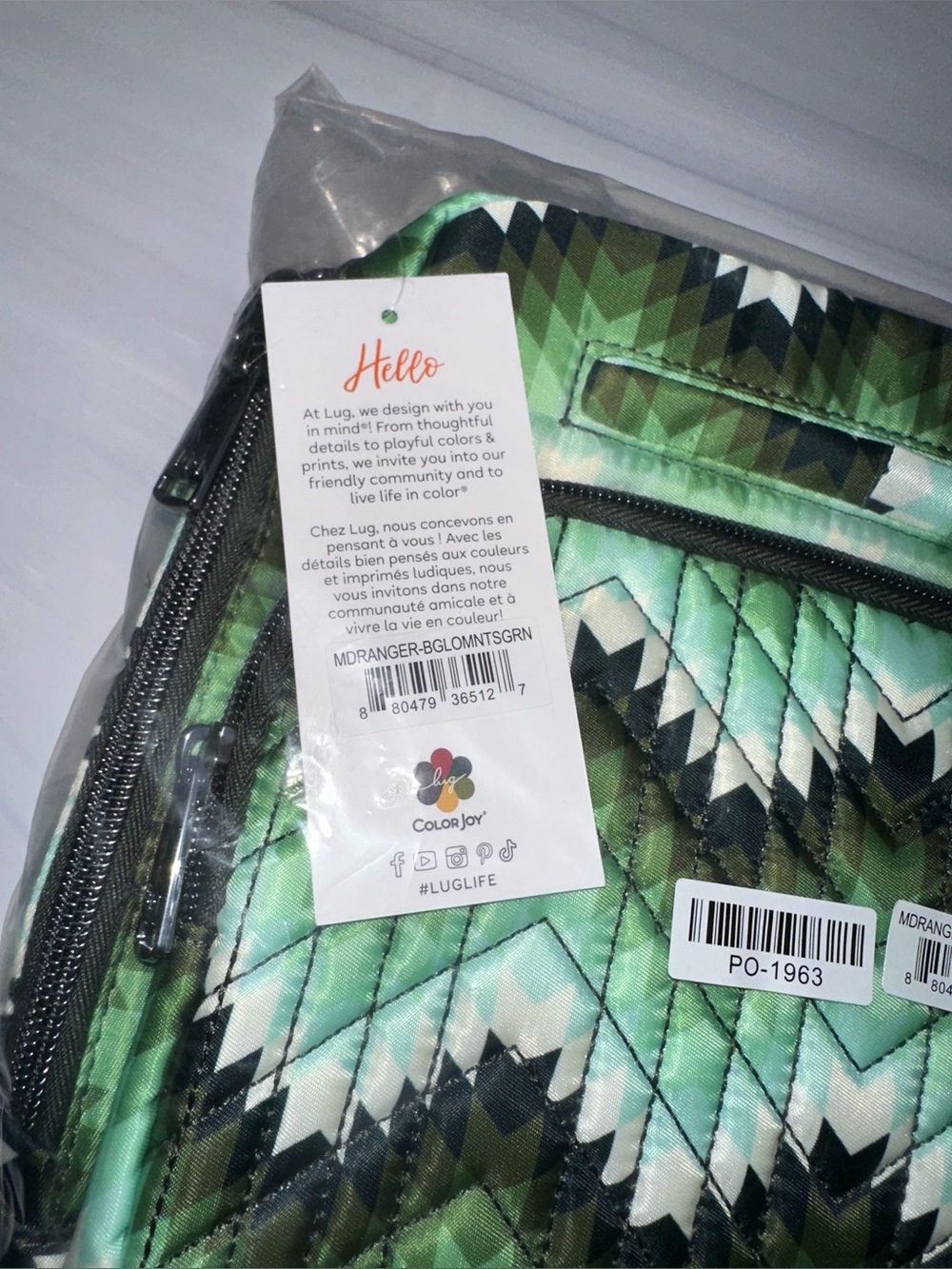 Lug Ranger crossbody Bargello Mountains Green NEW - Picture 2 of 3